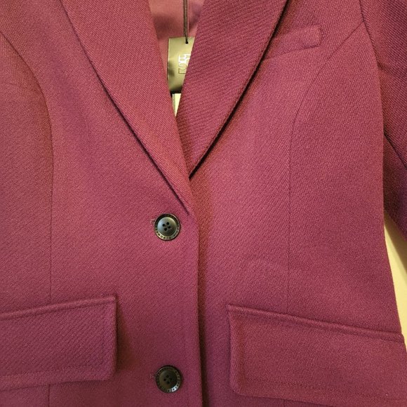 NWT BCBG NOTCH COLLAR SINGLE-BREASTED RIDING COAT in RASPBERRY - Picture 4 of 7